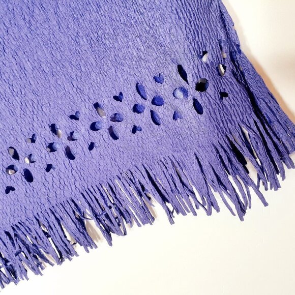 REBEKAH Vintage Short Sleeve Knit Top w Fringe; Purple; Plus Size - Picture 4 of 6